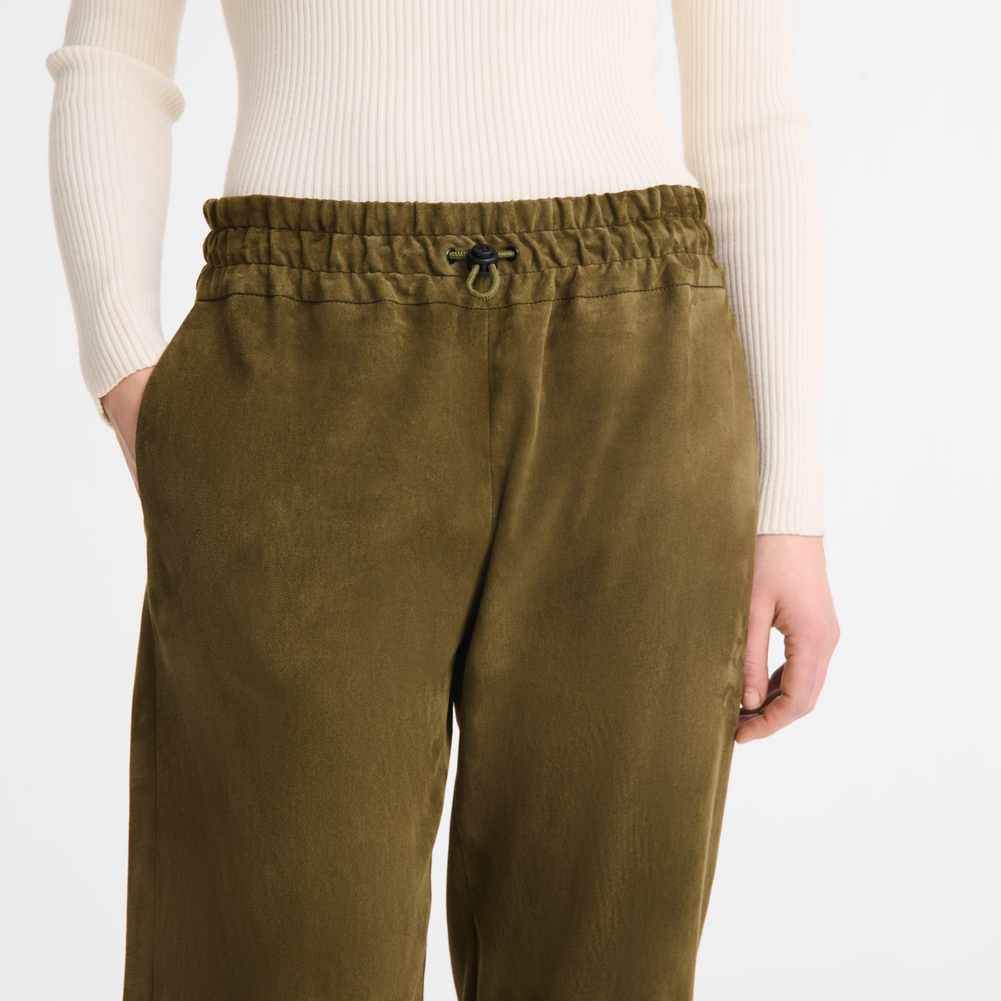 Leather straight pants
